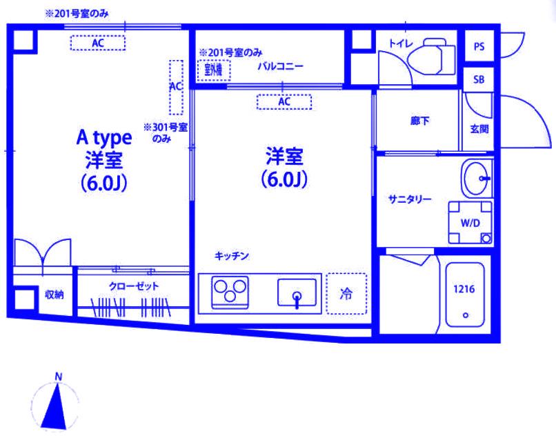 リブリ・HSA(1DK/2階)の間取り写真