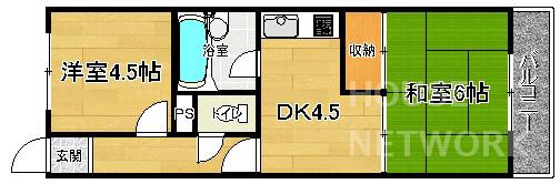 シャンクレール春日II(2DK/2階)の間取り写真