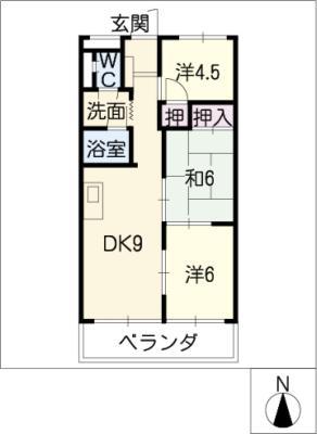リバーサイド長良(3DK/2階)の間取り写真