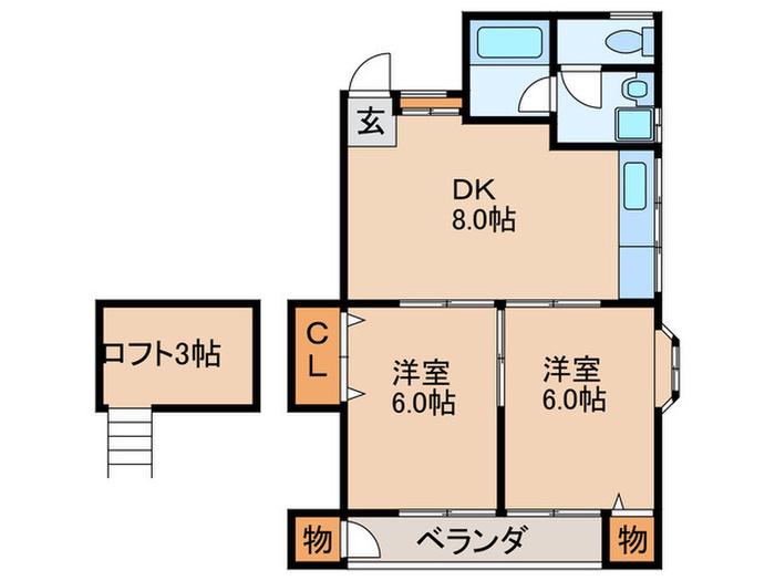 シャトレMIKI(2DK/2階)の間取り写真