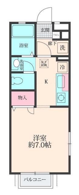 ガーデンハウスA(1K/2階)の間取り写真