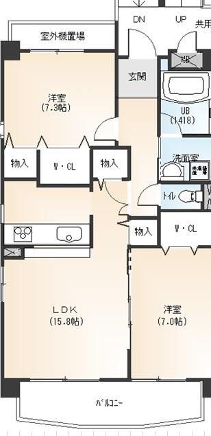 ステージ覚王山(2LDK/2階)の間取り写真