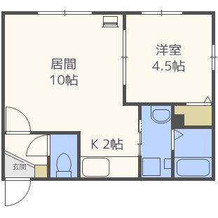 ユーコート南平岸(1LDK/2階)の間取り写真