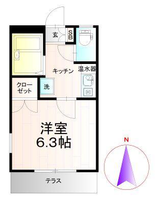 ラプラス郡山(1K/3階)の間取り写真