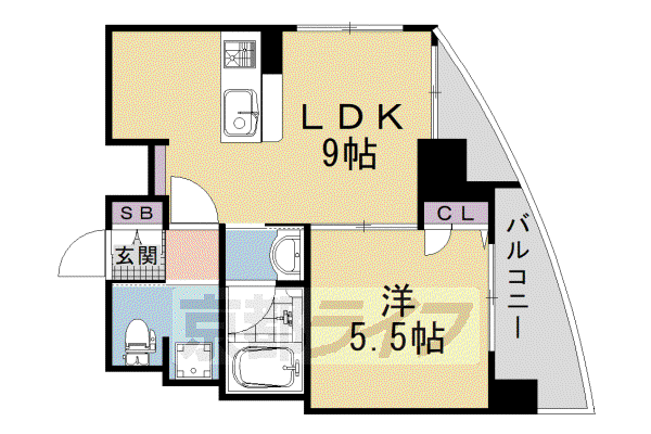 エステムプラザ京都河原町通IIレジデンシャル(1LDK/3階)の間取り写真