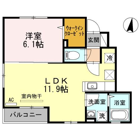 ワイズベル(1LDK/1階)の間取り写真