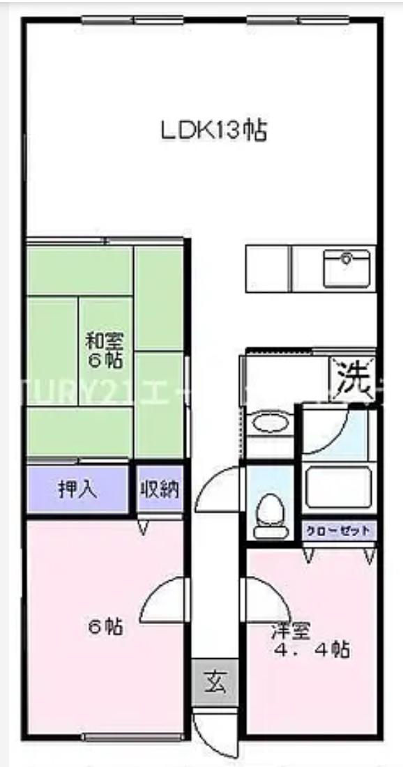 サザンコンフォート(3LDK/2階)の間取り写真