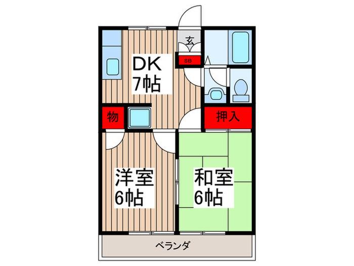 フジパレス(2DK/1階)の間取り写真