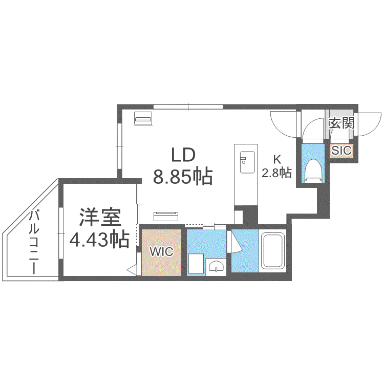 オハナ麻生(1LDK/4階)の間取り写真