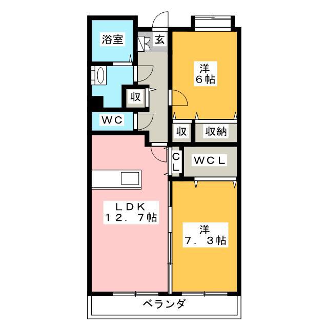 COURT・GIRASOLE西焼津(2SLDK/5階)の間取り写真