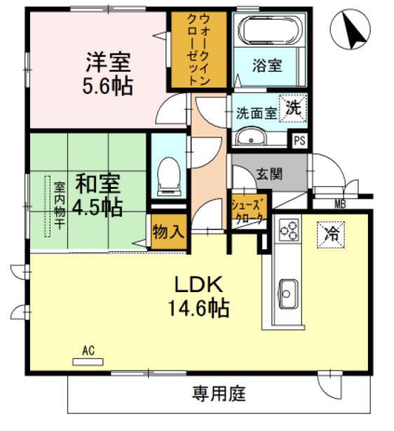 クレスタ(2LDK/1階)の間取り写真