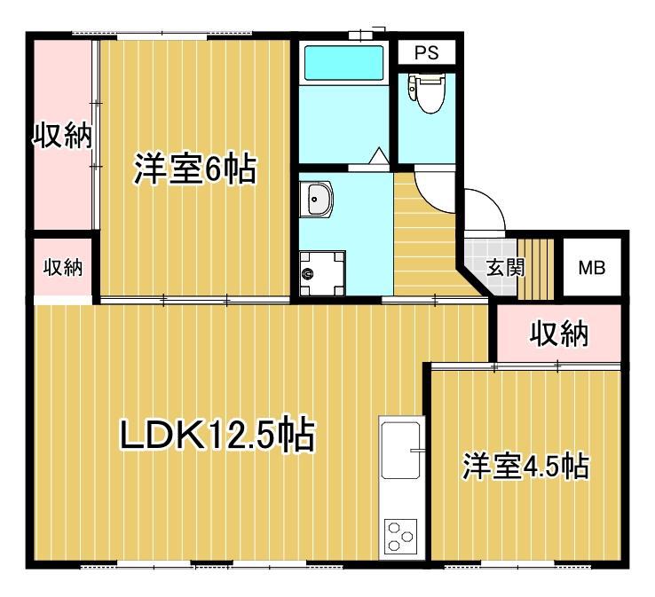 FLORA KITAKATA 2号棟(2LDK/4階)の間取り写真