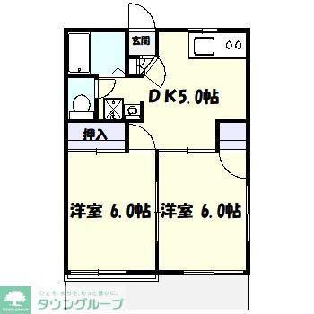 ソフィアハイツC棟(2DK/1階)の間取り写真