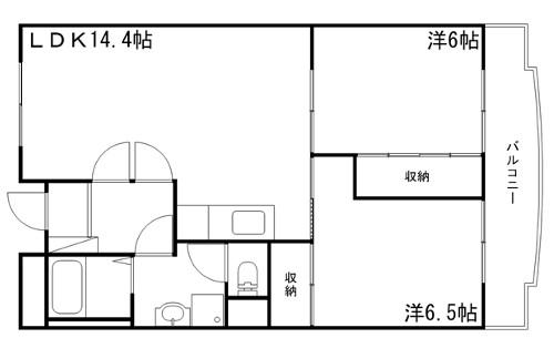 リッチウォーク佃町(2LDK/7階)の間取り写真