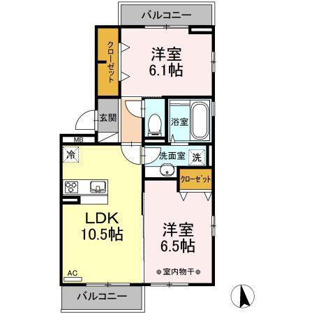 グランサージュ(2LDK/3階)の間取り写真
