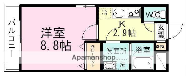 コアロード(1K/3階)の間取り写真