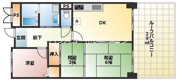 尼崎アーバンコンフォート(3DK/2階)の間取り写真
