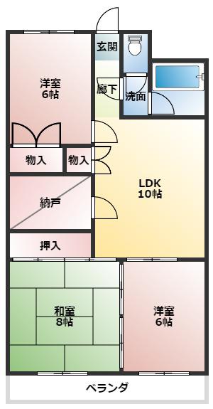 ポートブリッジマンション(3SLDK/3階)の間取り写真
