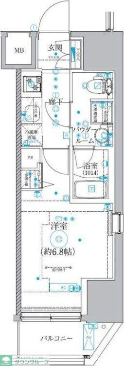クオリタス品川南(1K/13階)の間取り写真