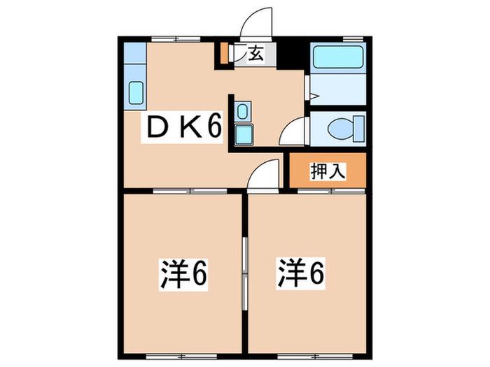 エスポワール泉(2DK/1階)の間取り写真