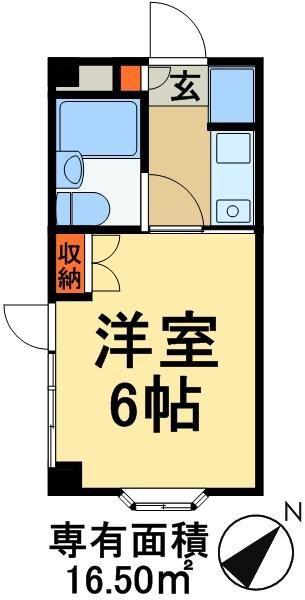ビーホームビル(1K/2階)の間取り写真