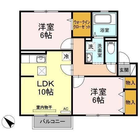 ステラ I(2LDK/1階)の間取り写真