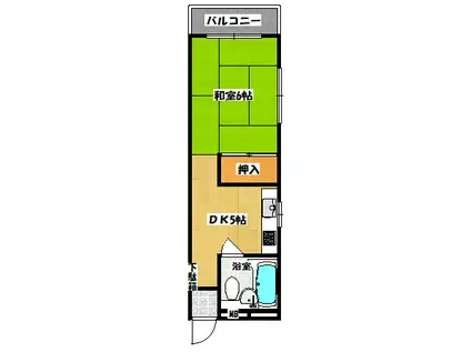 さざなみマンション(1DK/3階)の間取り写真
