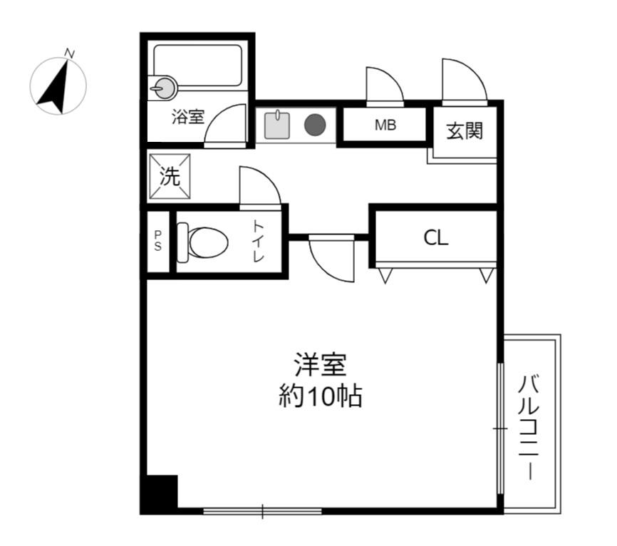 シルクパレス三宮(1K/4階)の間取り写真