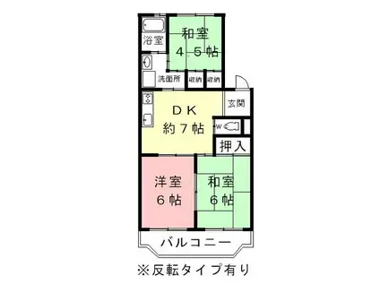ダイヤマンション(3DK/4階)の間取り写真