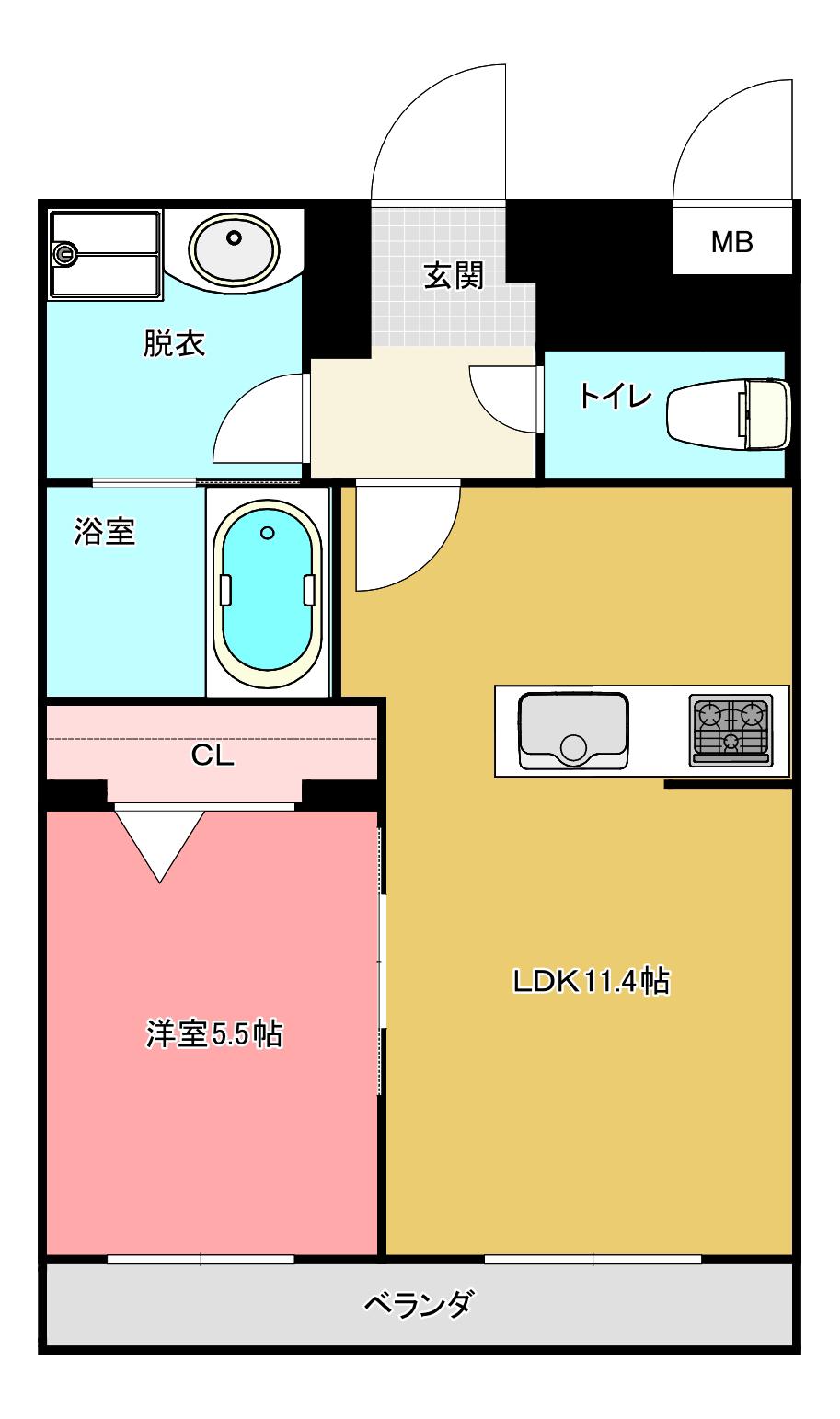 スター益城(1LDK/2階)の間取り写真