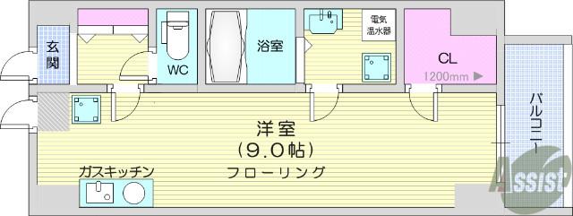 フィオーレ北山(ワンルーム/1階)の間取り写真