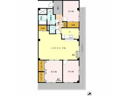 オリオノハイム II(3LDK/3階)の間取り写真