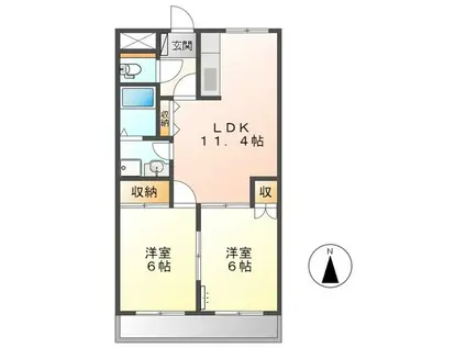 シンフォニー(2LDK/2階)の間取り写真