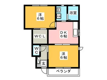 ビレッジ静里 A棟(2DK/1階)の間取り写真