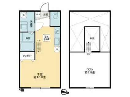 アーリーガーデン横濱山手II(ワンルーム/1階)の間取り写真