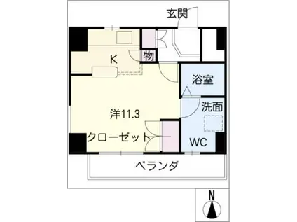 ガーデンヒルズ芳野(ワンルーム/2階)の間取り写真