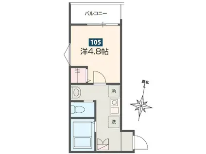MELDIA西川口II(1K/1階)の間取り写真