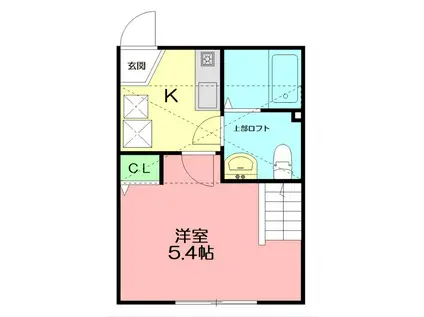 ティナ小田急相模原II(1K/2階)の間取り写真