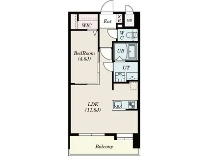S-RESIDENCE六ツ門ABRイーストI(1LDK/14階)の間取り写真