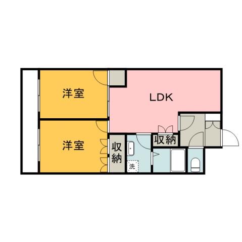 サニーヒルズ(2LDK/1階)の間取り写真