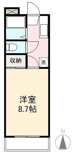 ラフィネ・ノワール高松(1K/1階)の間取り写真