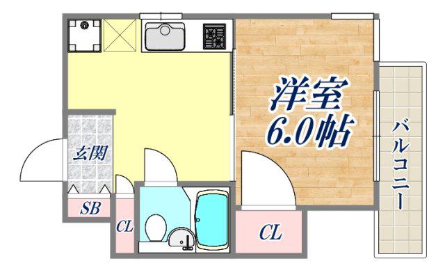エンプレス南塚口(1DK/2階)の間取り写真
