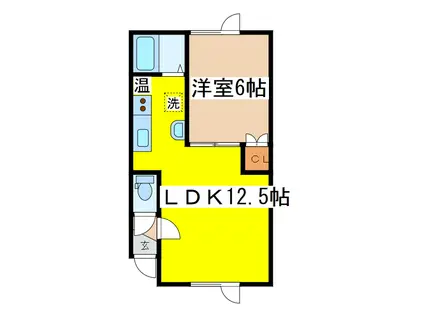 ハイツかりん(1LDK/2階)の間取り写真
