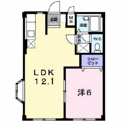サン・フロームII(1LDK/1階)の間取り写真