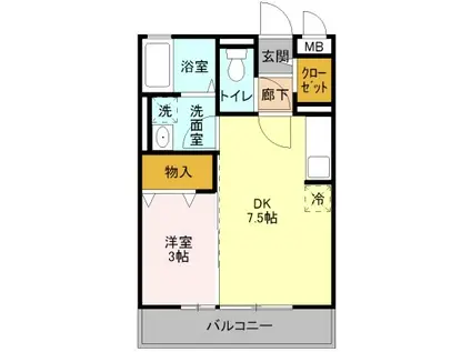 ルブラン(1DK/3階)の間取り写真