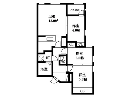 手稲本町1条2丁目 部屋プロMS(3LDK/1階)の間取り写真