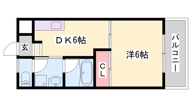 コーポふくい(1DK/2階)の間取り写真