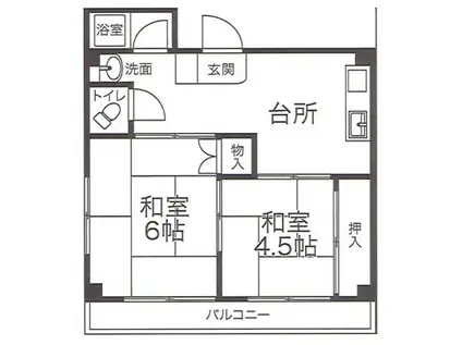 城山コーポラス(2DK/3階)の間取り写真