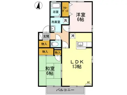 メルベーユKEN B棟(2LDK/2階)の間取り写真