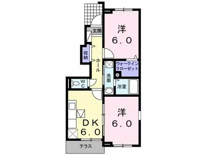 ラ・ゴロンドリーナB(2DK/1階)の間取り写真